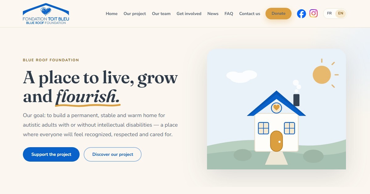 Homepage of the new Blue Roof Foundation website